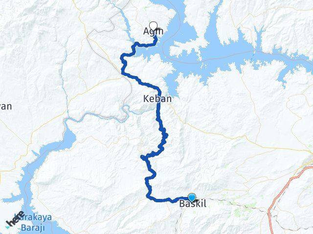 Elazığ Baskil Ağın Arası Kaç Km - Yol Haritası