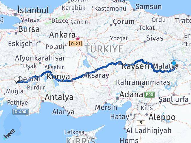 Elazığ Baskil Denizli Arası Kaç Km - Yol Haritası