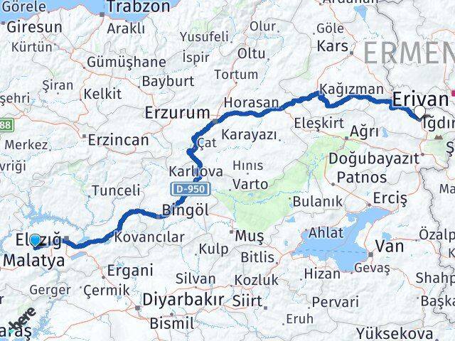 Elazığ Baskil Iğdır Arası Kaç Km - Yol Haritası