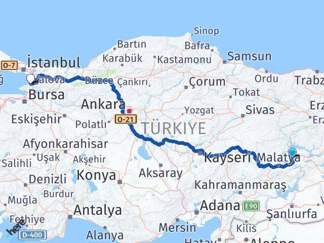 Elazığ Baskil Yalova Arası Kaç Km - Yol Haritası