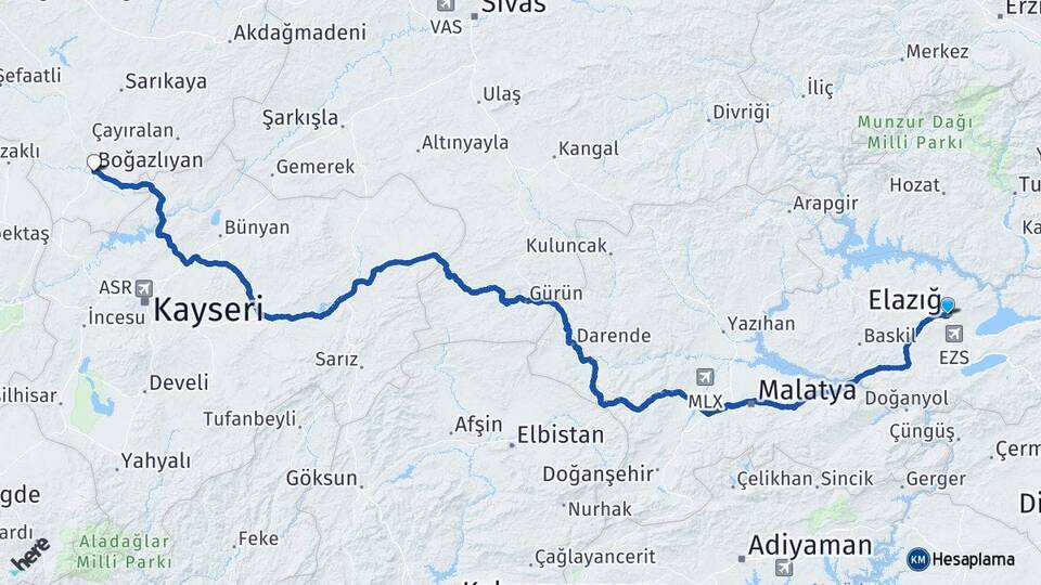 Elazığ Boğazlıyan Arası Kaç Km - Yol Tarifi