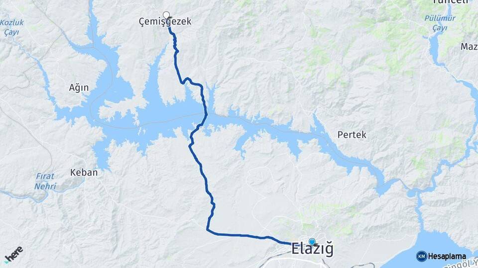 Elazığ Çemişgezek Tunceli Arası Kaç Km - Yol Haritası