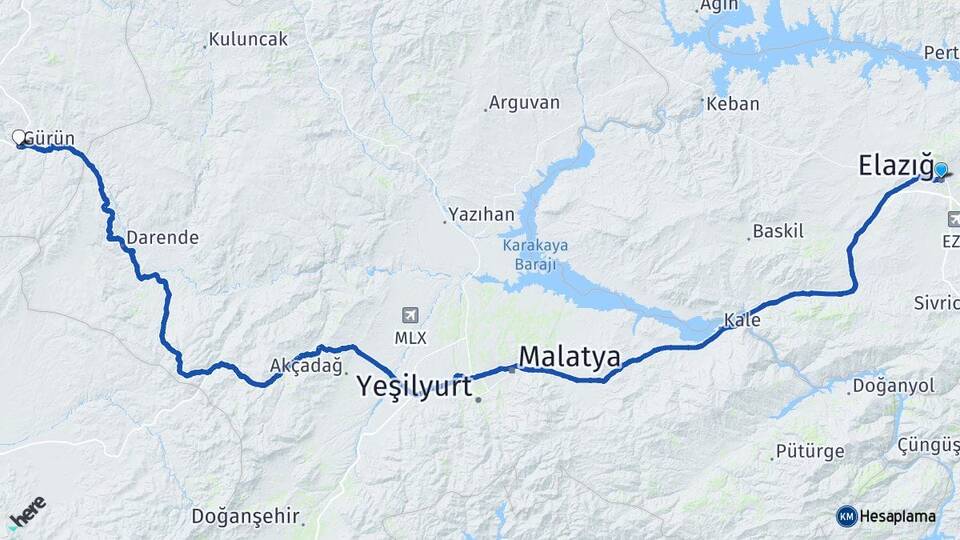 Elazığ Elazığ Havalimanı Arası Kaç Km - Yol Haritası