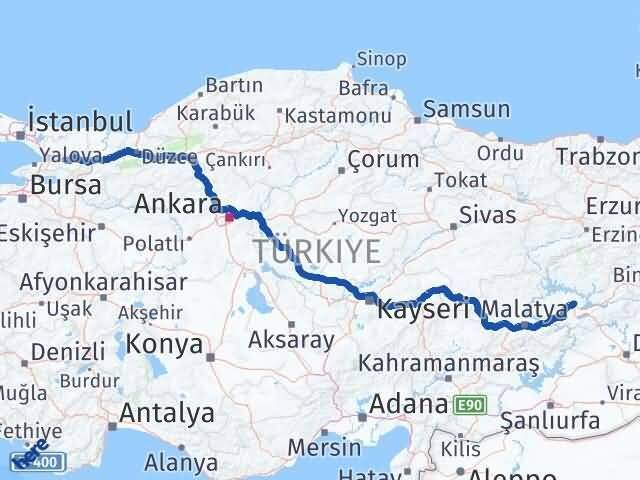 Elazığ Gölcük Kocaeli Arası Kaç Km - Yol Haritası