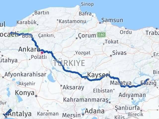 Elazığ Gölyaka Düzce Arası Kaç Km - Yol Haritası
