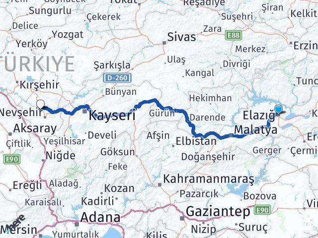 Elazığ Gülşehir Arası Kaç Km - Yol Tarifi