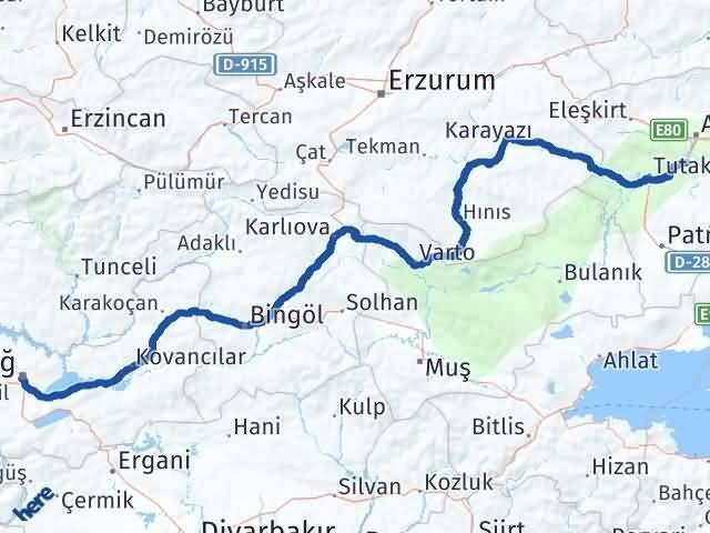 Elazığ Hamur Ağrı Arası Kaç Km - Yol Haritası