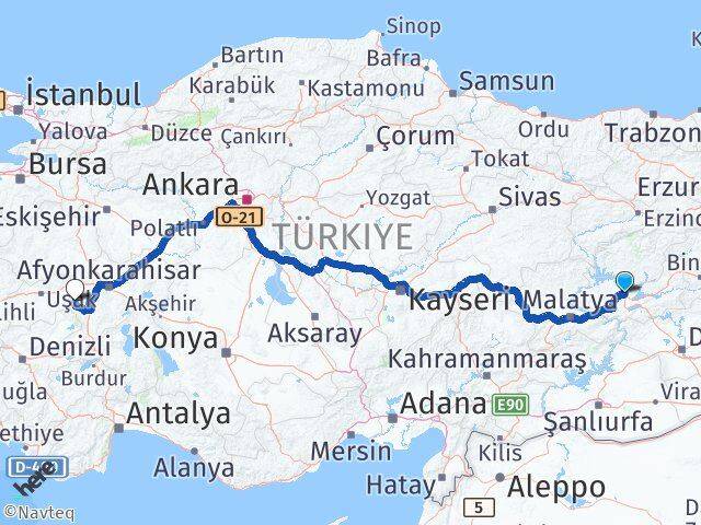 Elazığ Hocalar Afyonkarahisar Arası Kaç Km - Yol Haritası
