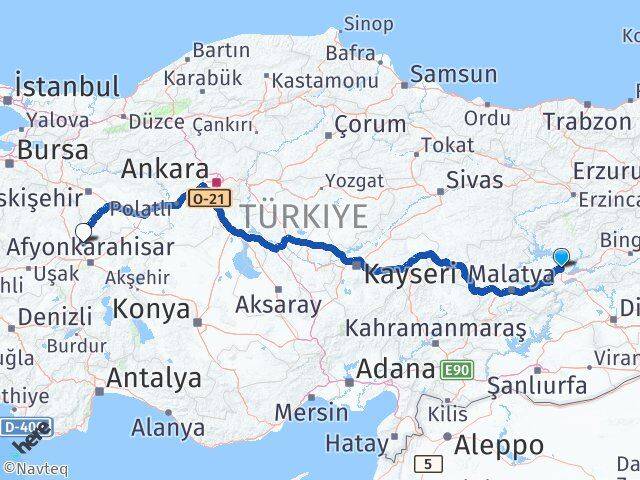 Elazığ İhsaniye Afyonkarahisar Arası Kaç Km - Yol Haritası