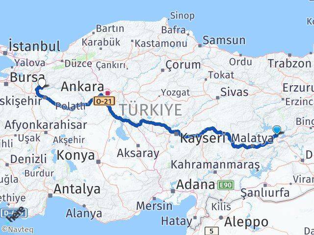 Elazığ İnhisar Bilecik Arası Kaç Km - Yol Haritası