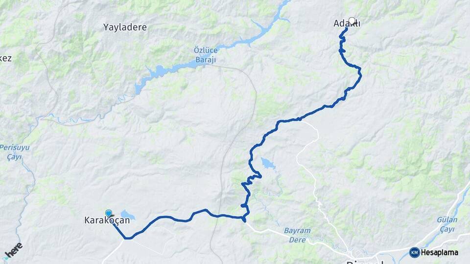 Elazığ Karakoçan Adaklı Bingöl Arası Kaç Km - Yol Haritası