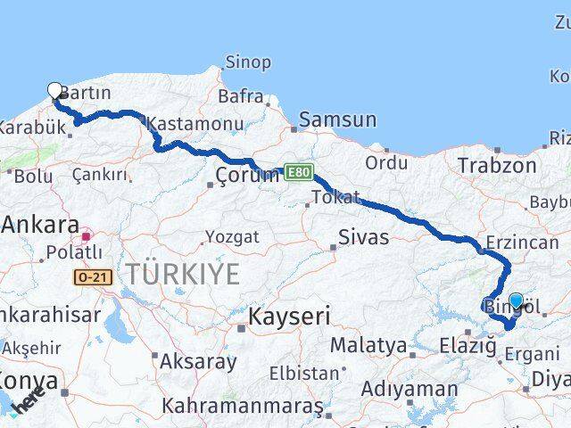 Elazığ Karakoçan Bartın Arası Kaç Km - Yol Haritası