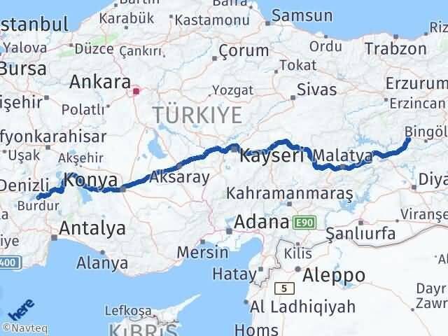 Elazığ Karakoçan Burdur Arası Kaç Km - Yol Haritası