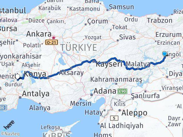 Elazığ Karakoçan Isparta Arası Kaç Km - Yol Haritası