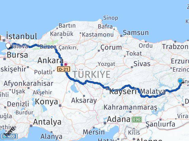 Elazığ Karakoçan Yalova Arası Kaç Km - Yol Haritası
