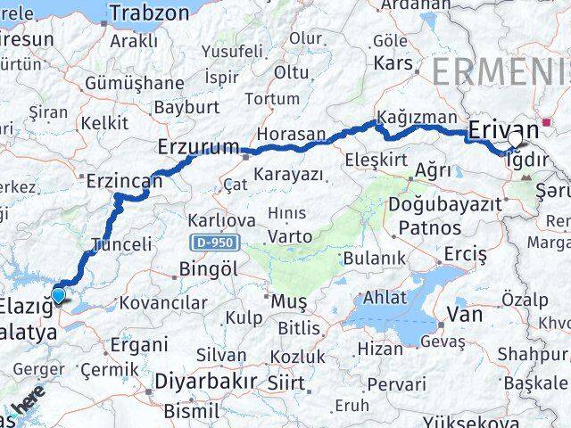 Elazığ Karakoyunlu Iğdır Arası Kaç Km - Yol Haritası
