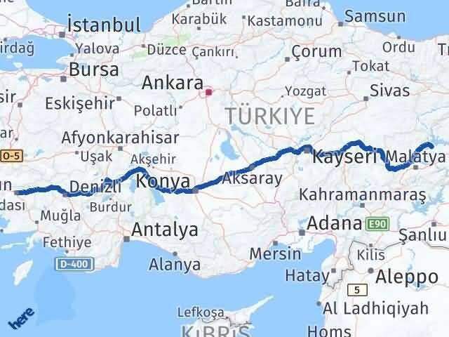 Elazığ Keban Aydın Arası Kaç Km - Yol Haritası