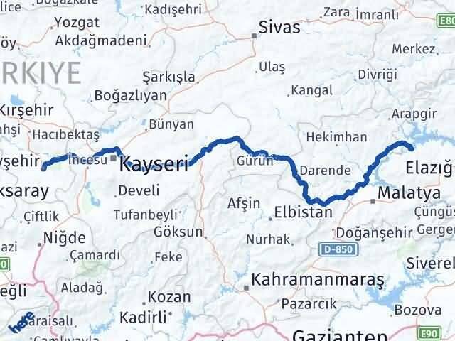 Elazığ Keban Nevşehir Arası Kaç Km - Yol Haritası