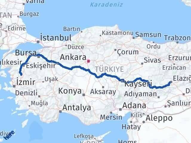 Elazığ Kırkağaç Manisa Arası Kaç Km - Yol Haritası