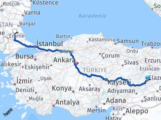 Elazığ Kofçaz Arası Kaç Km - Yol Tarifi