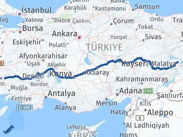 Elazığ Köşk Aydın Arası Kaç Km - Yol Haritası