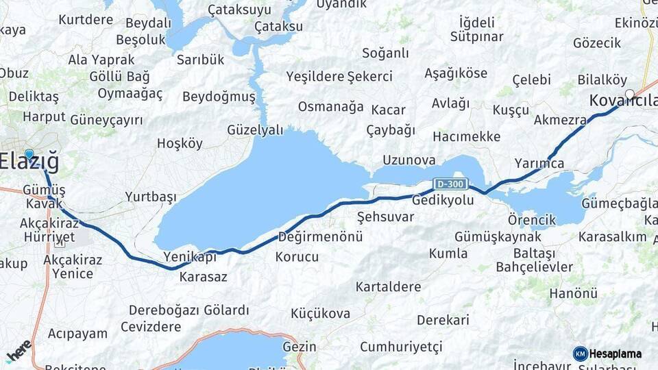 Elazığ Kovancılar Arası Kaç Km - Yol Haritası