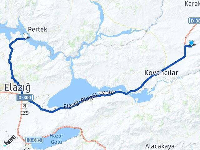 Bayramyazı Elazığ Pertek Feribot İskelesi Arası Kaç Km - Yol Tarifi