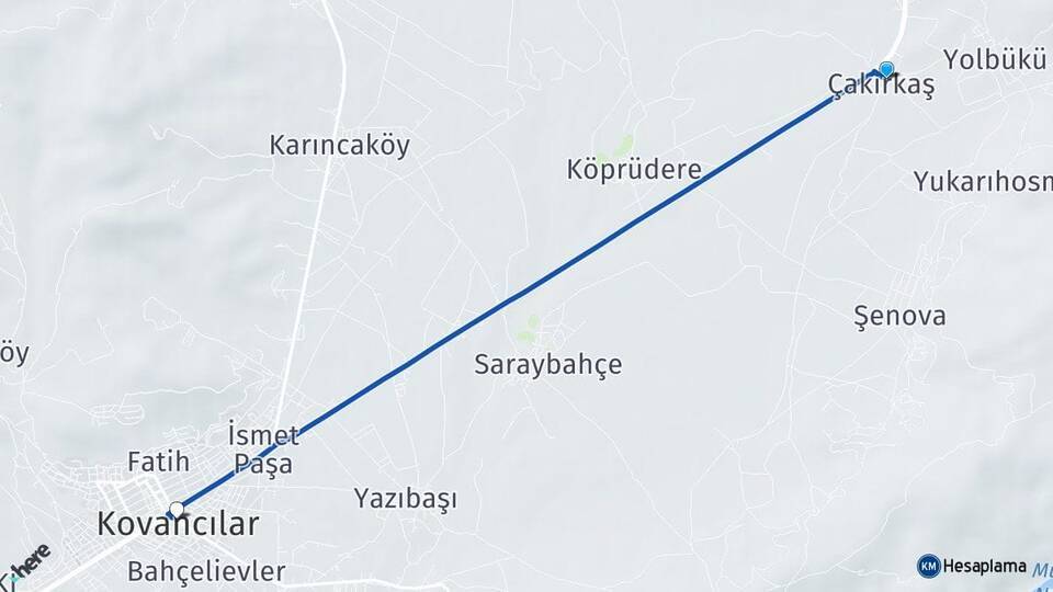 Çakırkaş Kovancılar Arası Kaç Km - Yol Tarifi