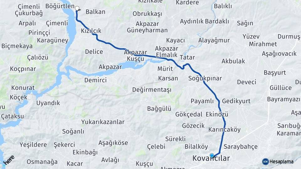 Elazığ Kovancılar Göktepe Mazgirt Tunceli Arası Kaç Km - Yol Haritası