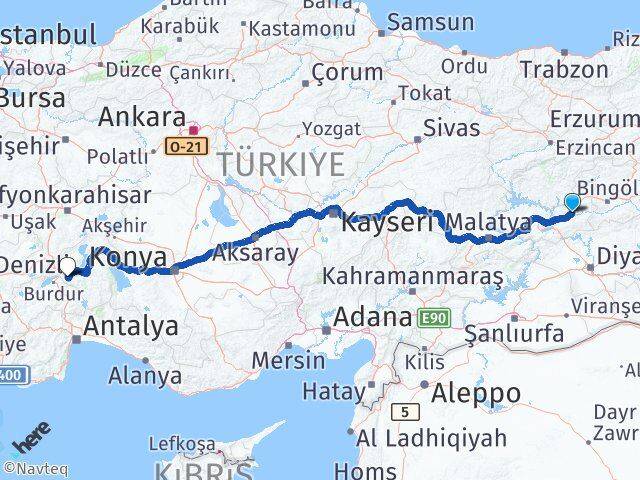 Elazığ Kovancılar Isparta Arası Kaç Km - Yol Haritası