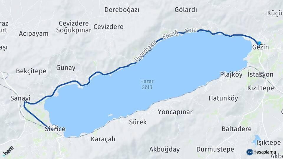 Gezin Sivrice Arası Kaç Km - Yol Tarifi