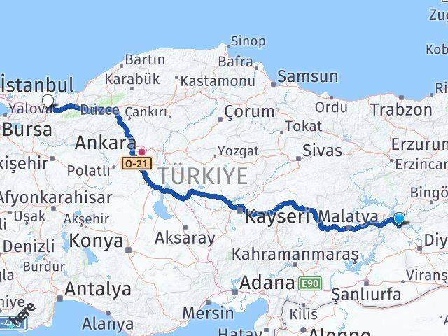 Elazığ Maden Sakarya Arası Kaç Km - Yol Haritası