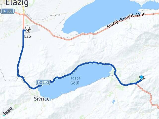 Tekevler Elazığ Havalimanı Arası Kaç Km - Yol Tarifi