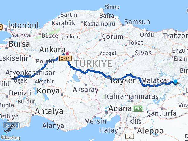 Elazığ Maden Uşak Arası Kaç Km - Yol Haritası