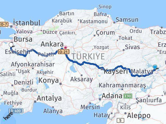 Elazığ Orhaneli Bursa Arası Kaç Km - Yol Haritası