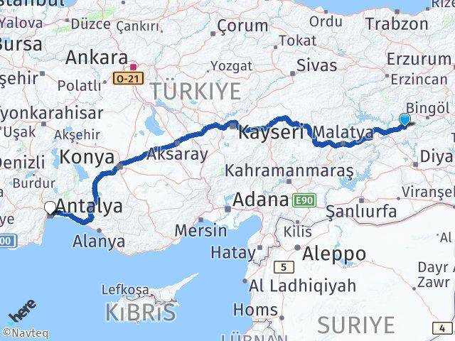 Elazığ Palu Antalya Arası Kaç Km - Yol Haritası