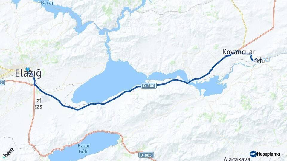Elazığ Palu Arası Kaç Km - Yol Haritası