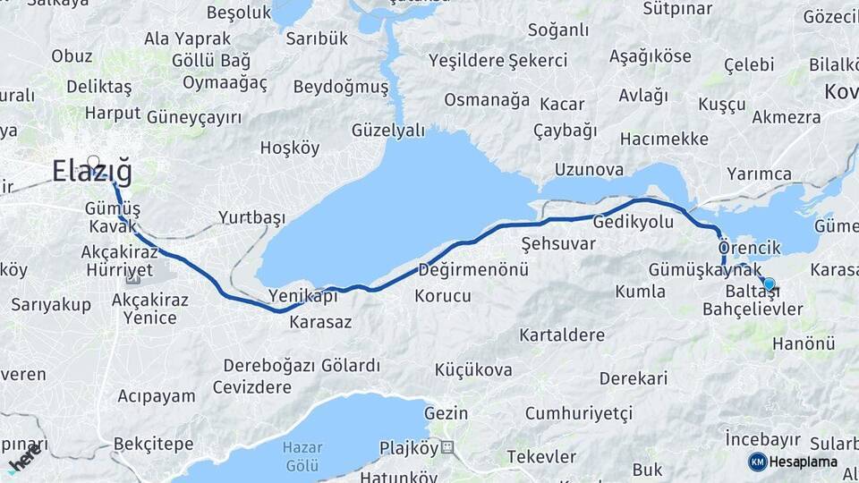 Baltaşı Elazığ Arası Kaç Km - Yol Tarifi