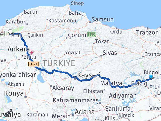 Elazığ Palu Bolu Arası Kaç Km - Yol Haritası