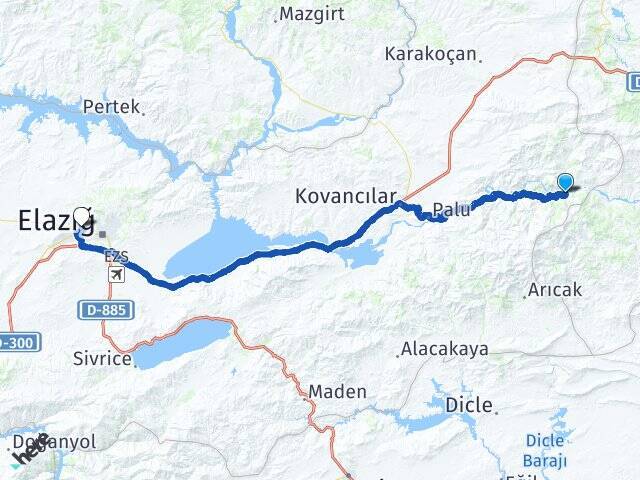 Burgudere Fırat Üniversitesi Arası Kaç Km - Yol Tarifi