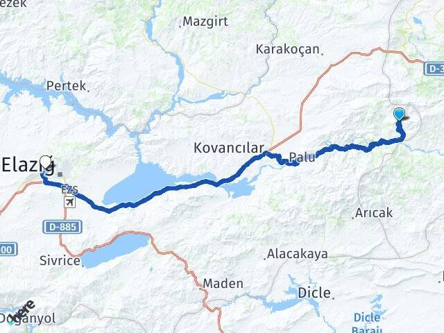 Büyükçaltı Fırat Üniversitesi Arası Kaç Km - Yol Tarifi