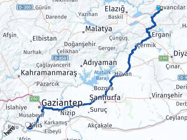 Elazığ Palu Kilis Arası Kaç Km - Yol Haritası