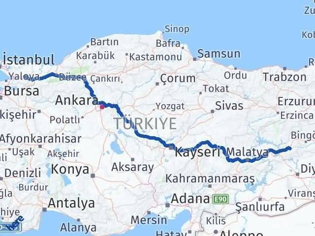 Elazığ Palu Kocaeli Arası Kaç Km - Yol Haritası