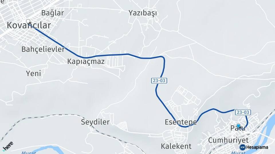 Elazığ Palu Kovancılar Arası Kaç Km - Yol Haritası