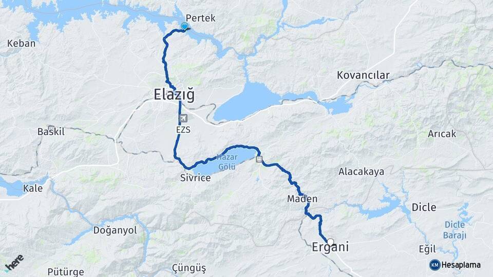 Elazığ Pertek Feribot İskelesi Ergani Arası Kaç Km - Yol Tarifi