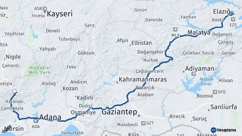 Elazığ Pozantı Arası Kaç Km - Yol Tarifi