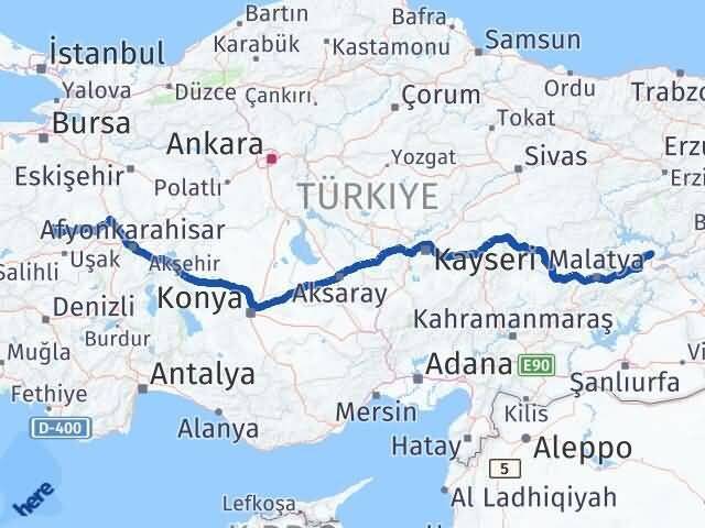 Elazığ Şaphane Kütahya Arası Kaç Km - Yol Haritası