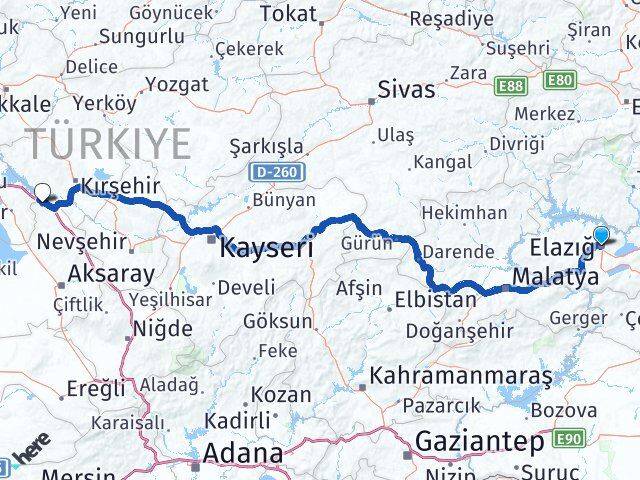 Elazığ Sarıyahşi Aksaray Arası Kaç Km - Yol Haritası