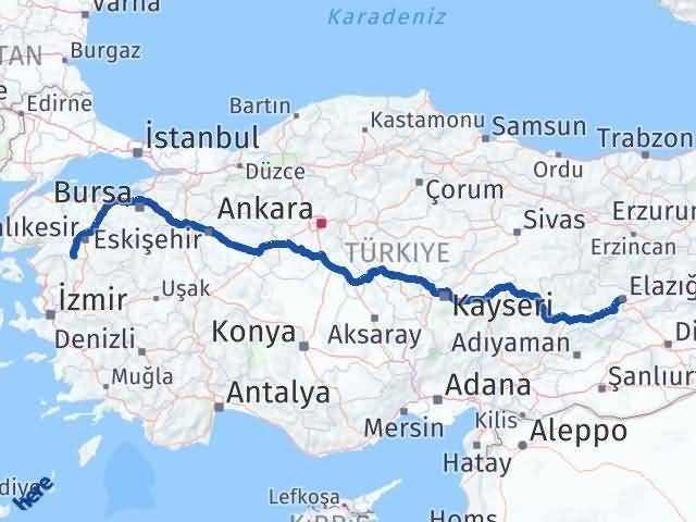 Elazığ Savaştepe Balıkesir Arası Kaç Km - Yol Haritası