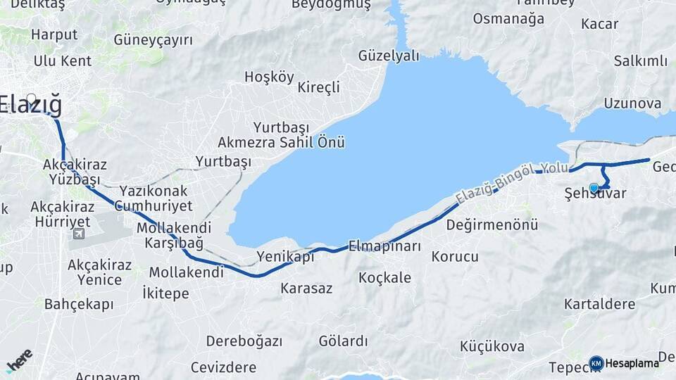 Şehsuvar Elazığ Arası Kaç Km - Yol Tarifi